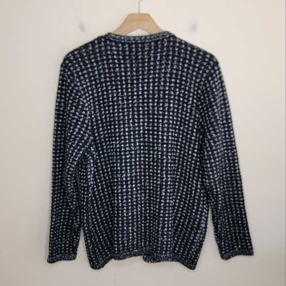 Calvin Klein | Black Textured Lady Jacket Sweater with Fringe Trim Size Large - Picture 5 of 5